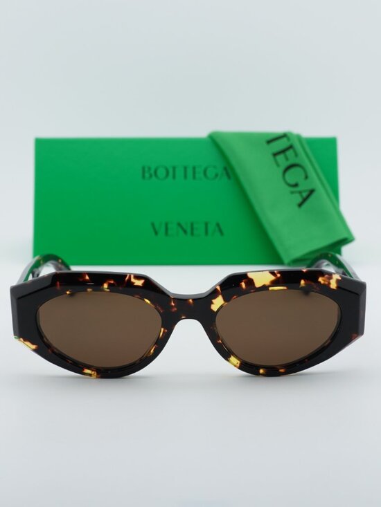 Bottega Veneta BV1031S 002 Oval Sunglasses - Havana / Brown